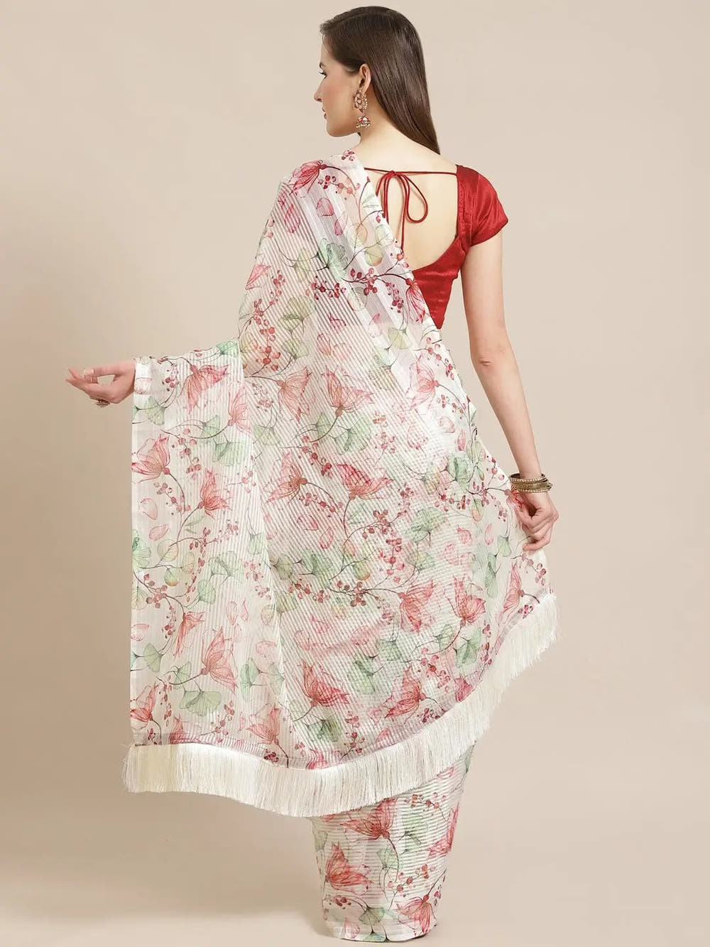 Stylish Poly Chiffon Floral Digital Print Saree