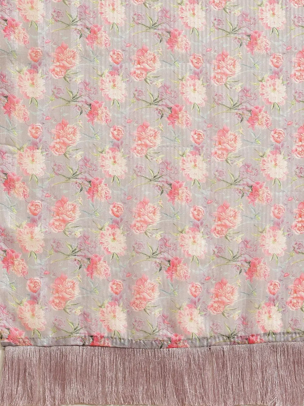 Stylish Pink Colour Poly Chiffon Floral Digital Print Saree
