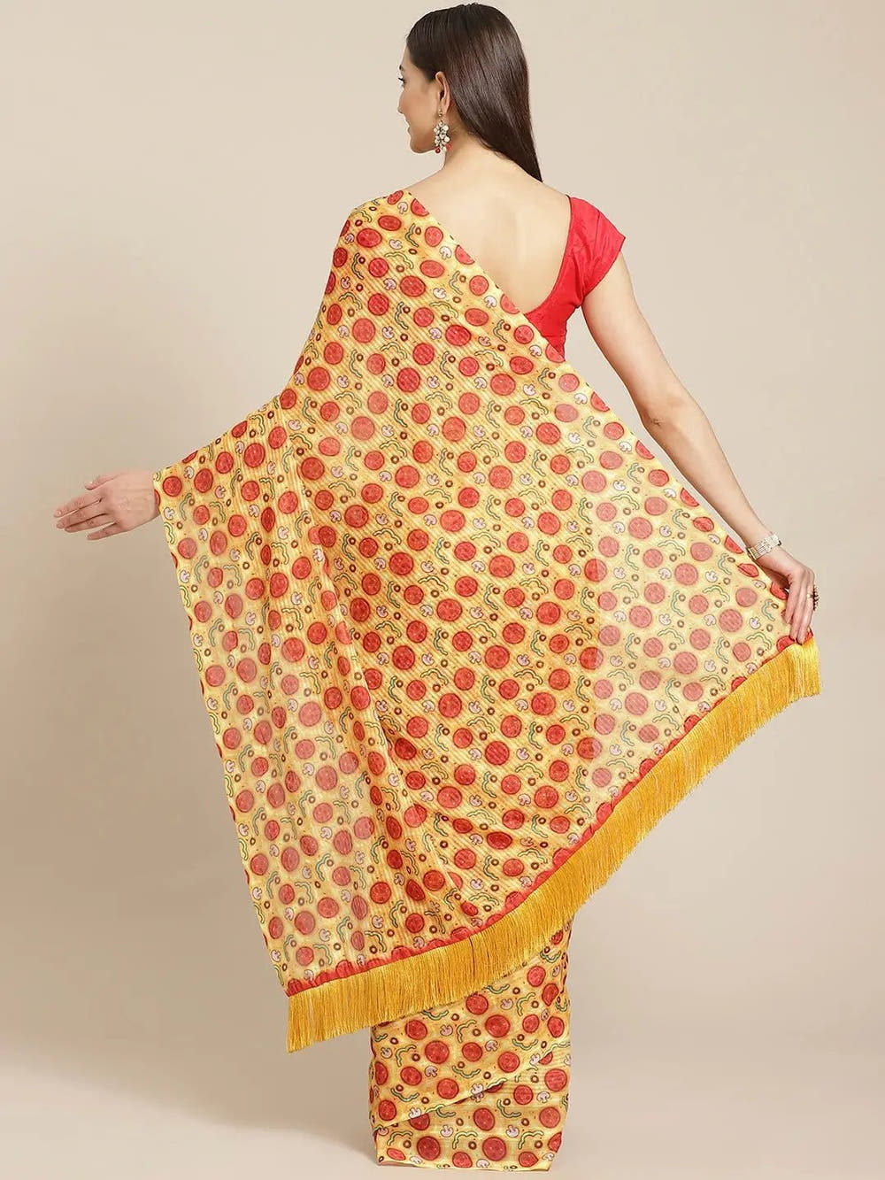 Stylish Poly Chiffon Geometric Print Saree
