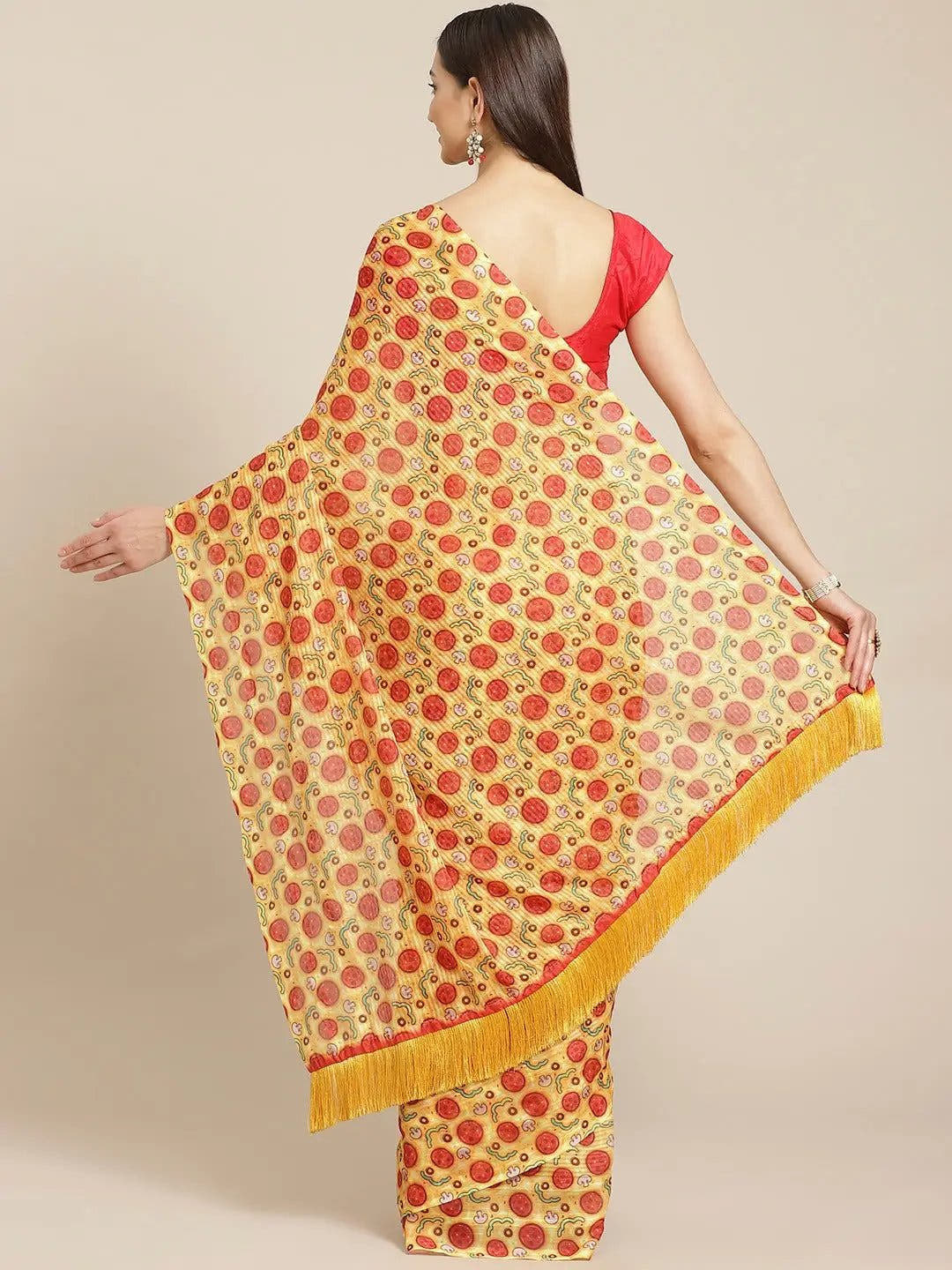 Stylish Poly Chiffon Geometric Print Saree