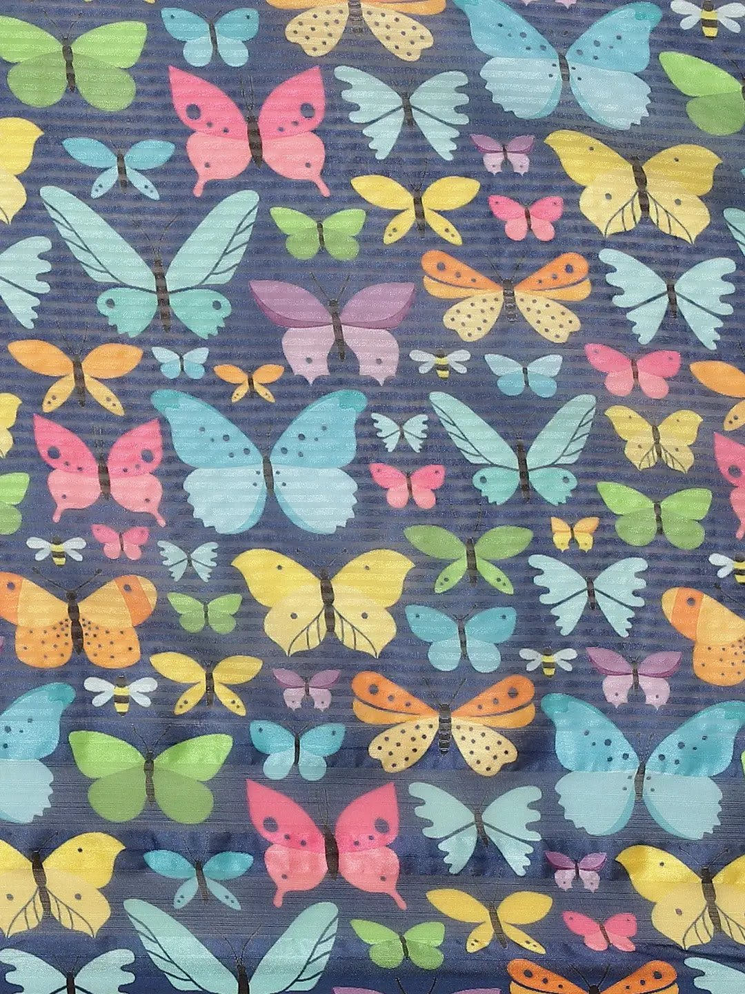Stylish Poly Chiffon Butterfly Print Saree