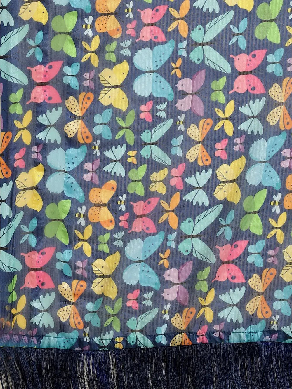 Stylish Poly Chiffon Butterfly Print Saree