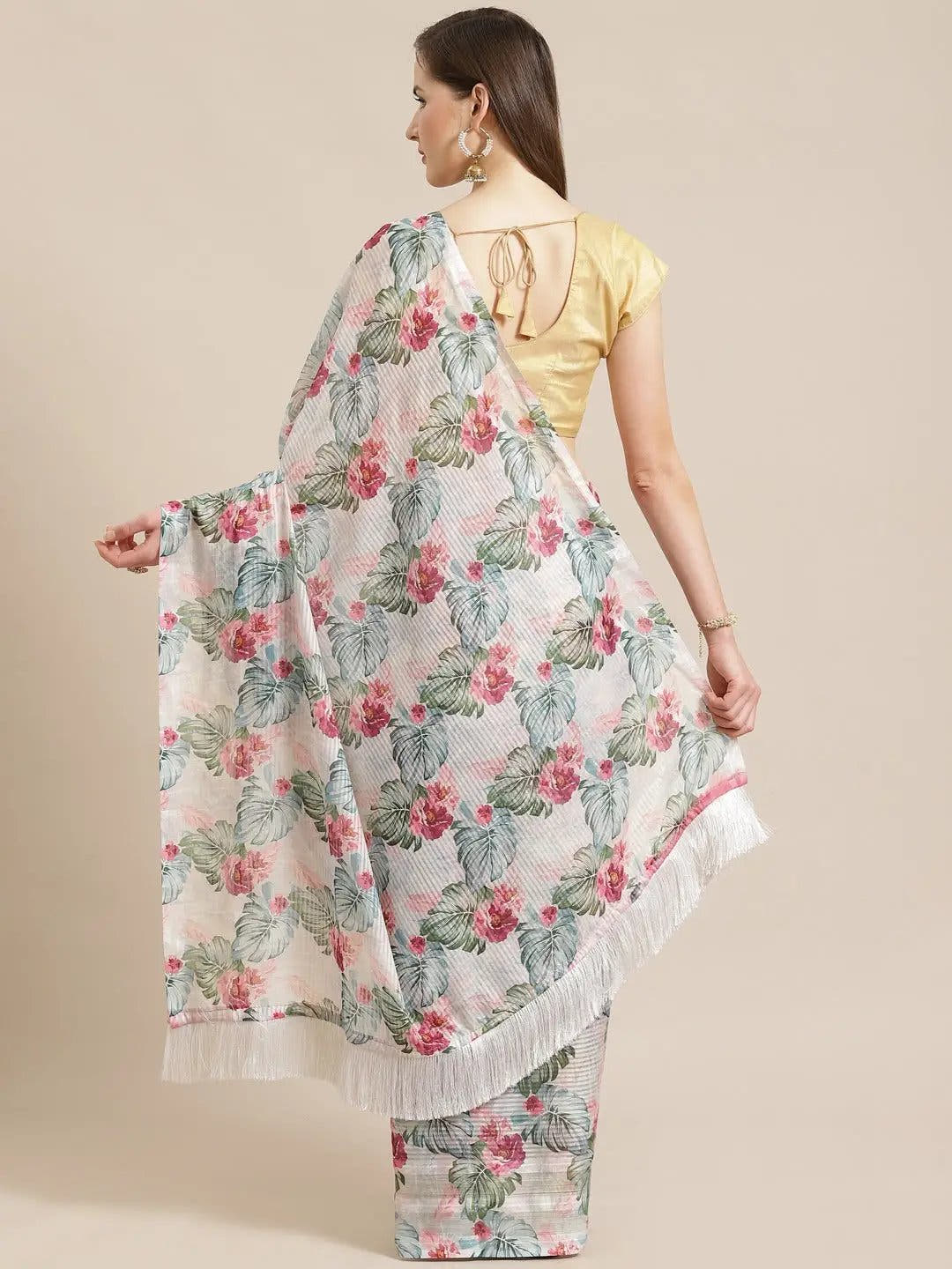 Stylish Poly Chiffon Floral Digital Print Saree
