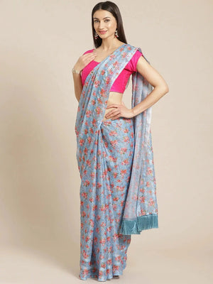 Stylish Poly Chiffon Floral Digital Print Saree