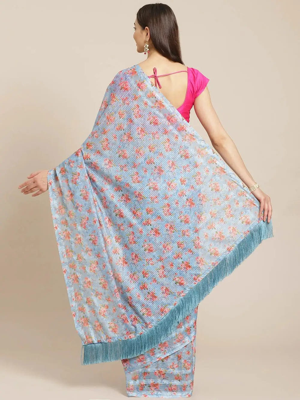 Stylish Poly Chiffon Floral Digital Print Saree