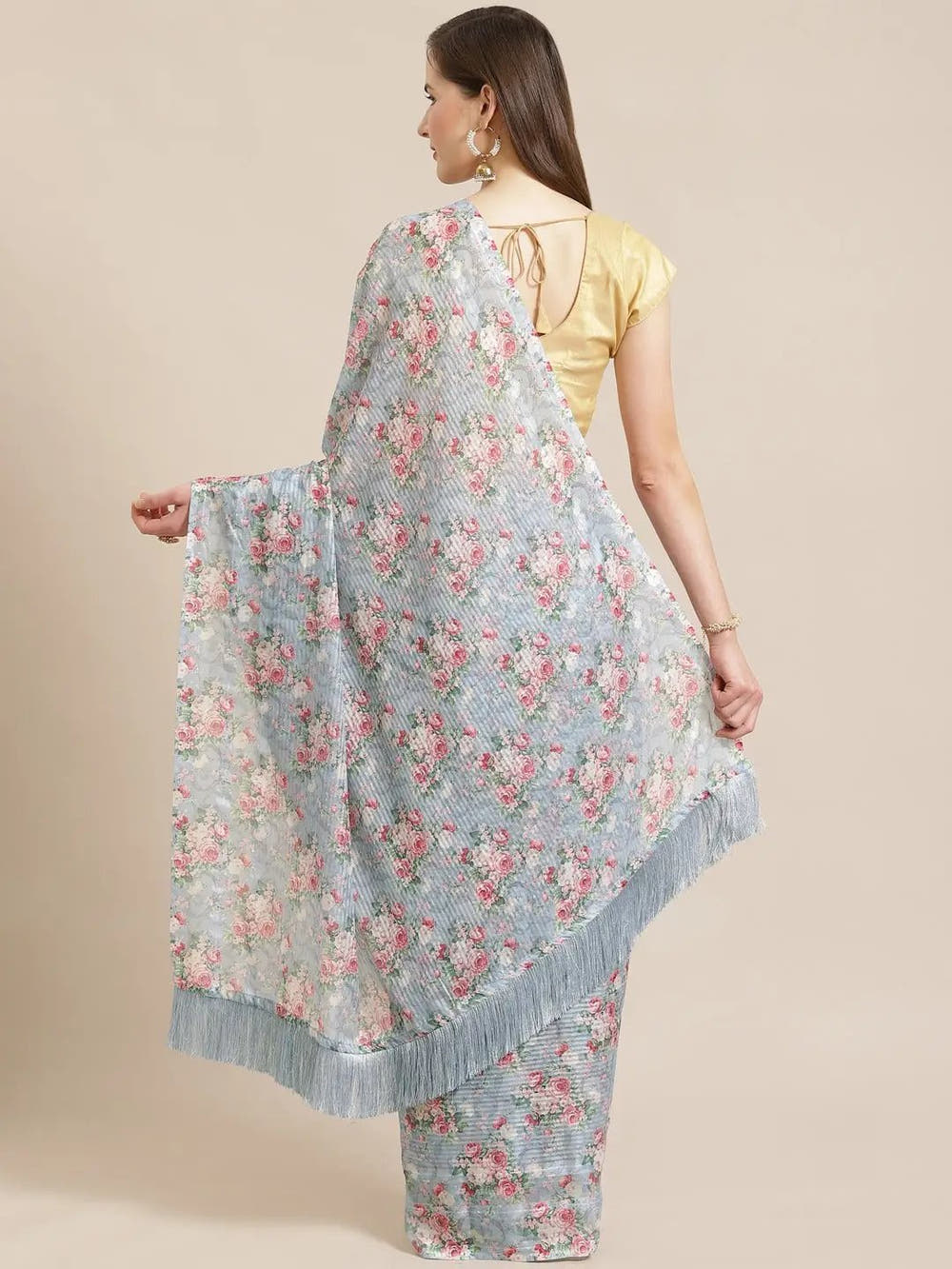 Stylish Poly Chiffon Floral Digital Print Saree