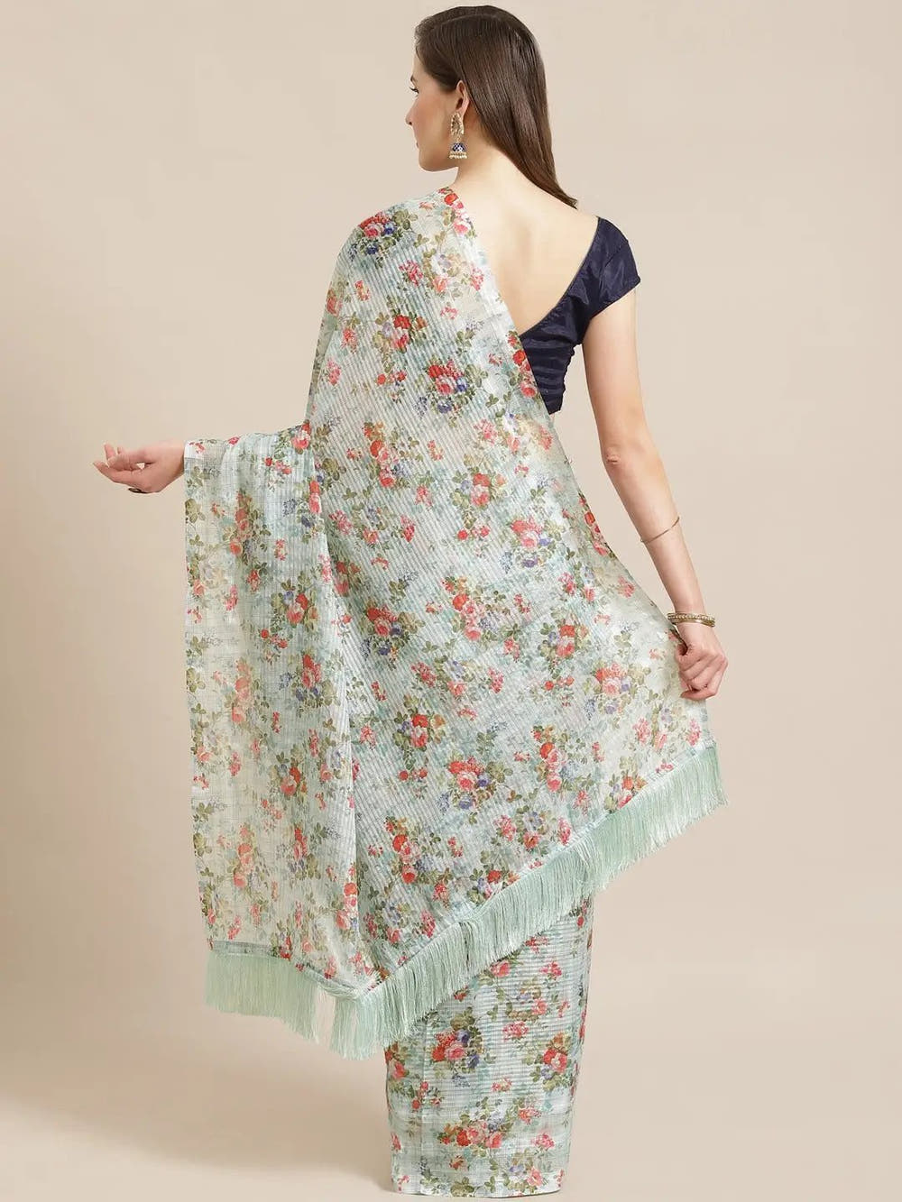 Stylish Poly Chiffon Floral Digital Print Saree