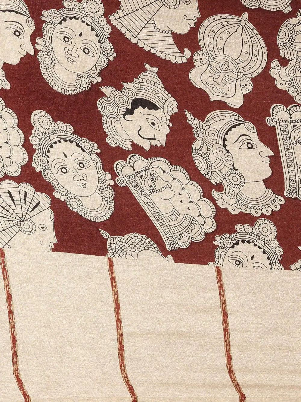 Linen Kalamkari Printed Chanderi Saree