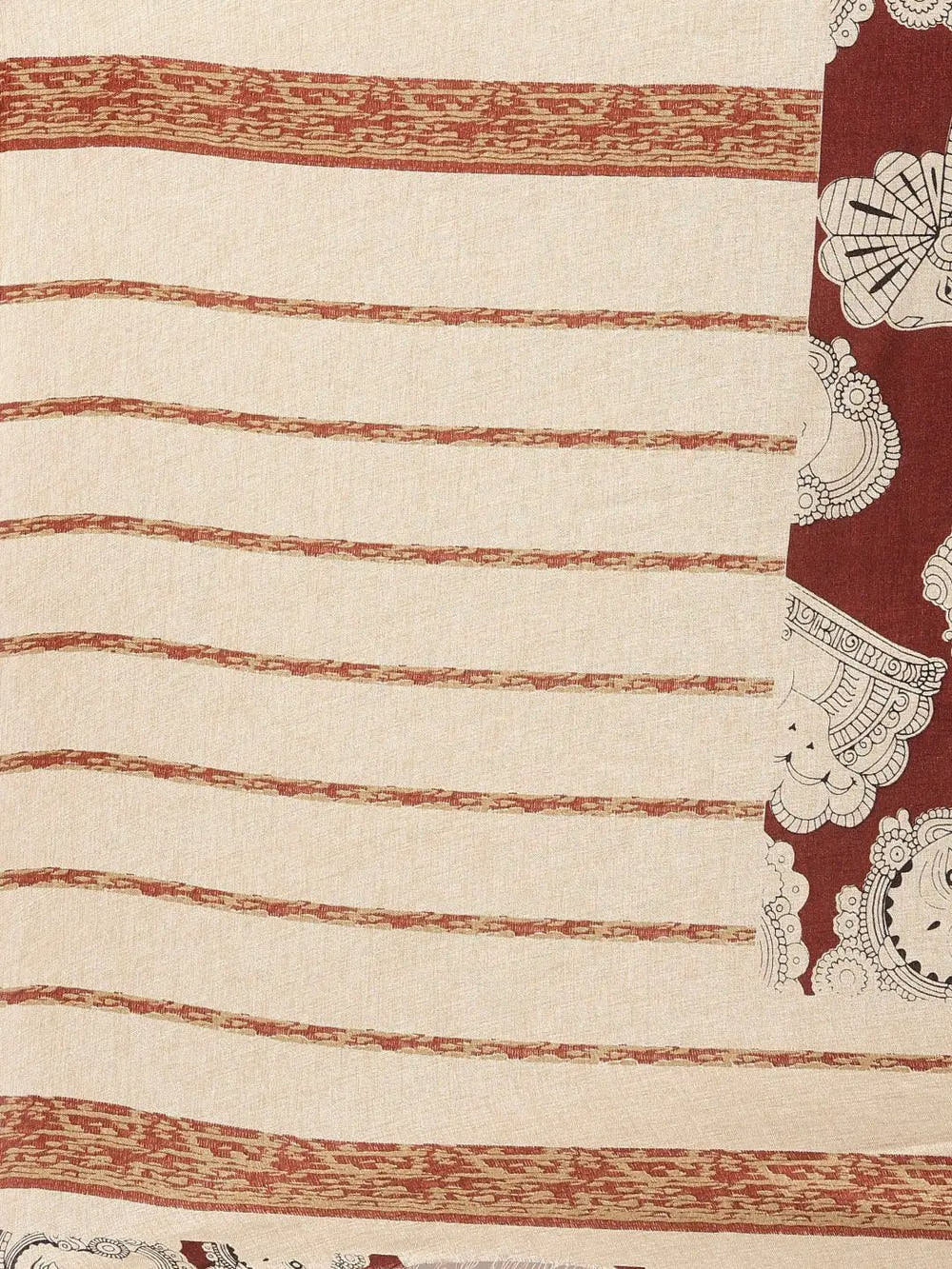 Linen Kalamkari Printed Chanderi Saree