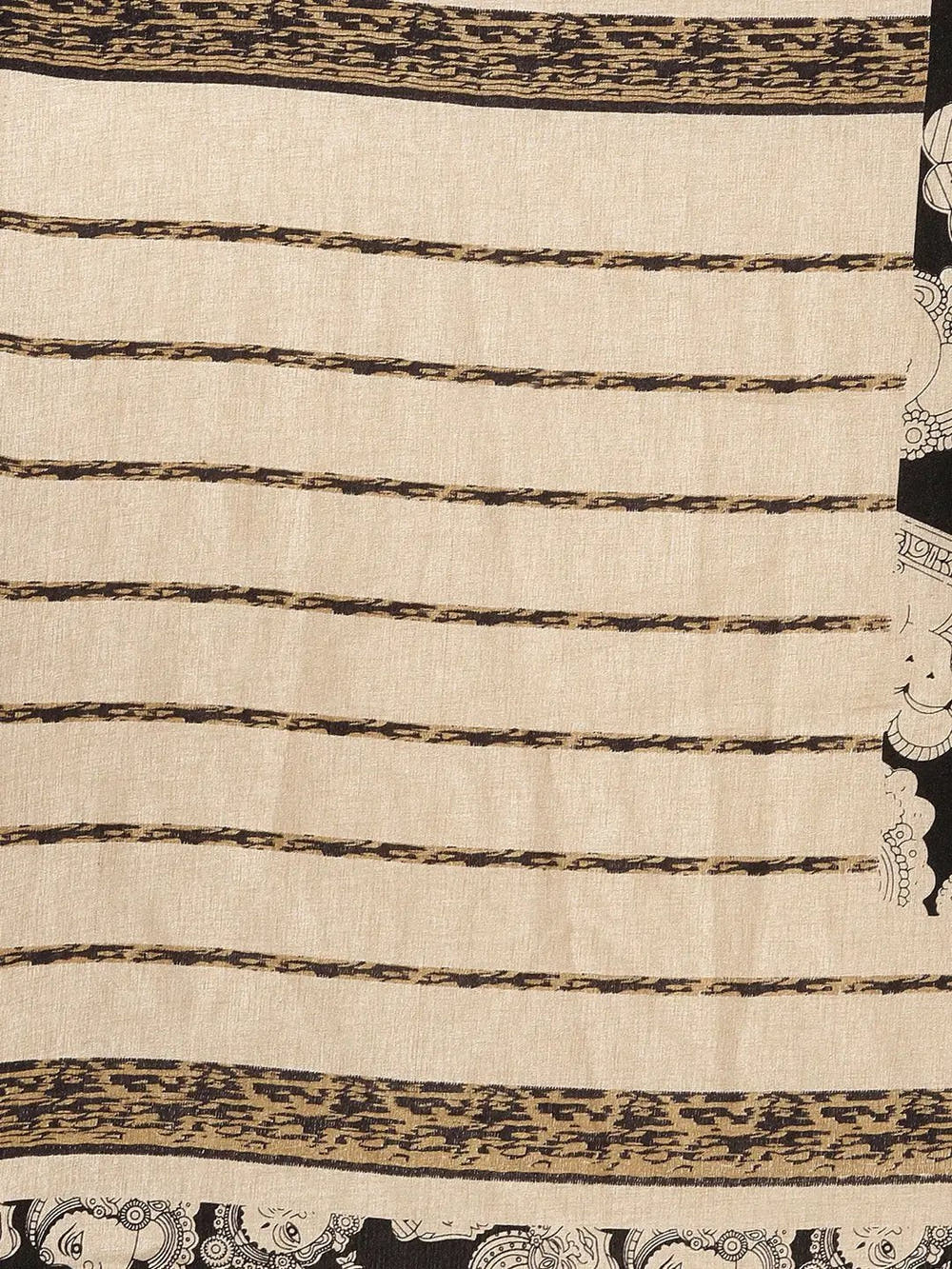 Soft Linen Black Colour Chanderi Saree with Enchanting Kalamkari Print