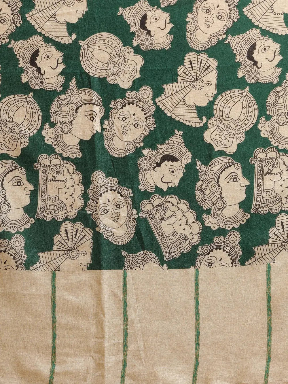 Stylish Linen Printed And Kalamkari Work Chanderi Saree