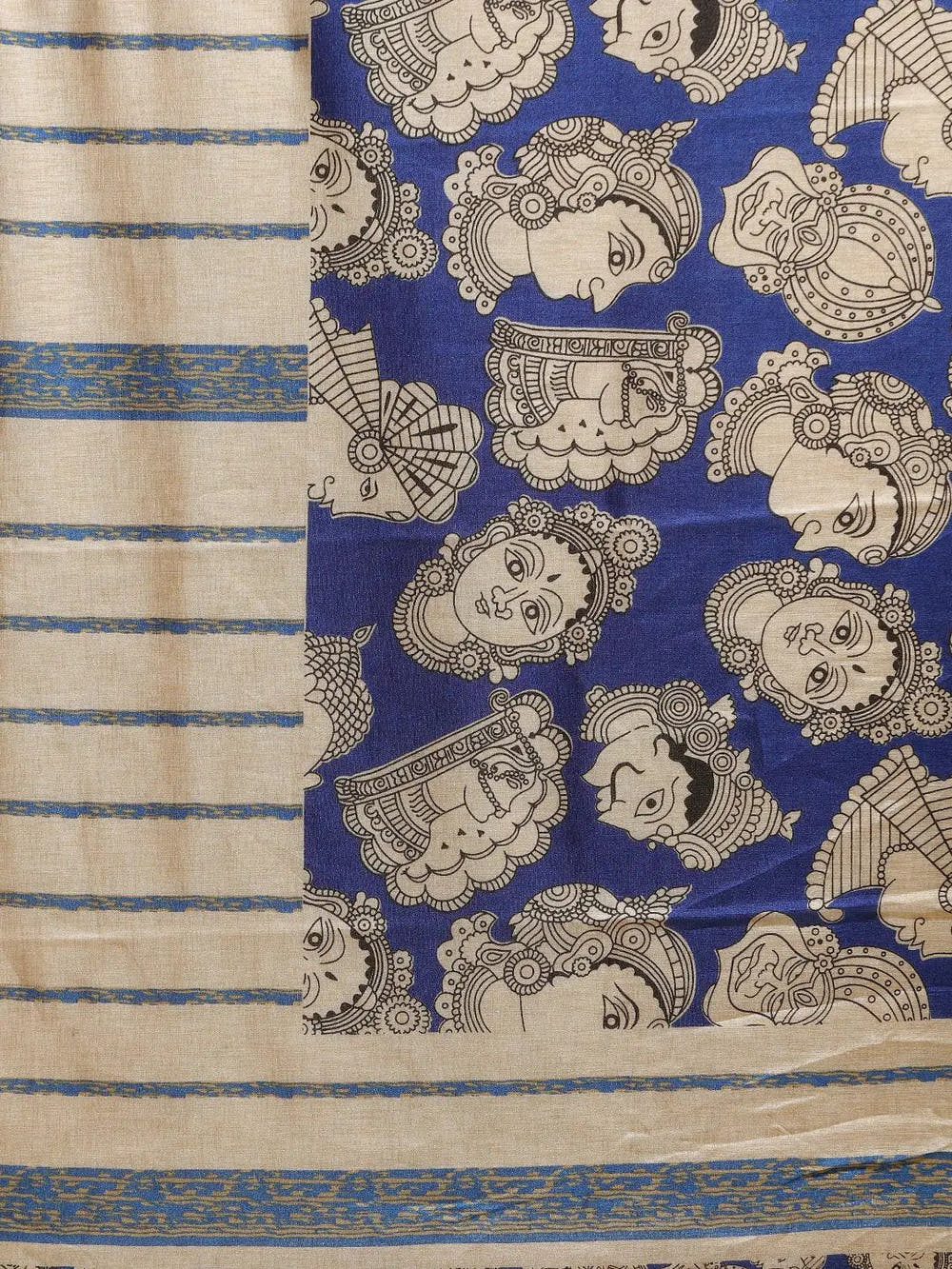 Stylish Linen Printed And Kalamkari Work Chanderi Saree