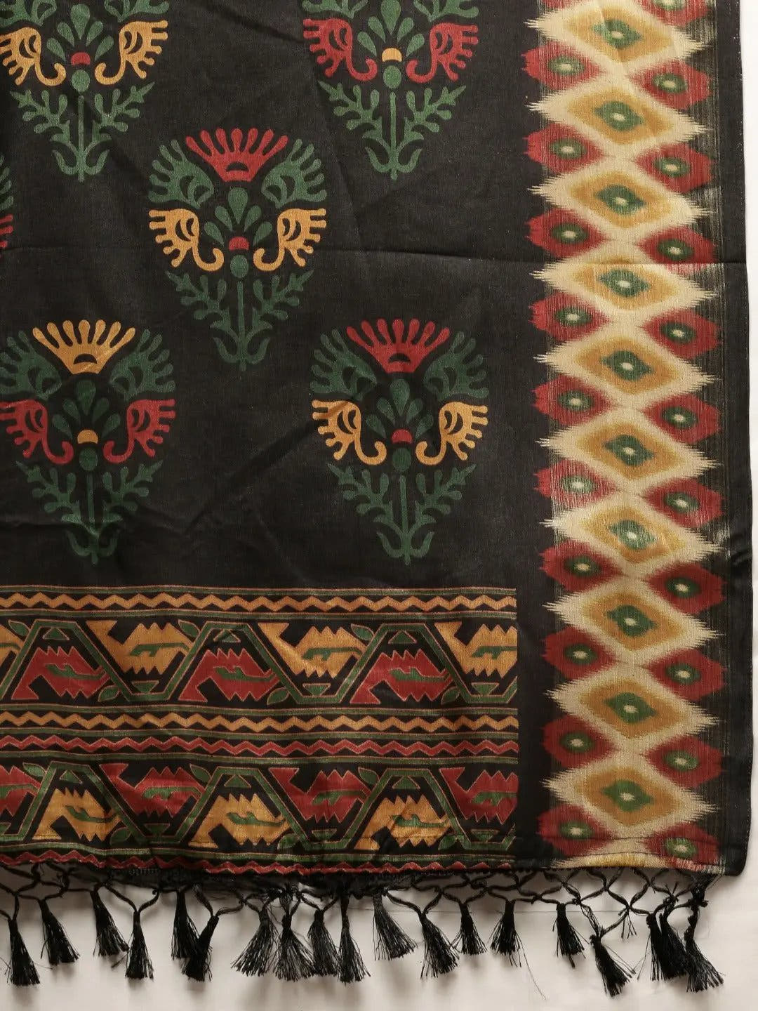 Beautiful Linen Brown Colour Pochampalli Zari Woven Desing Saree