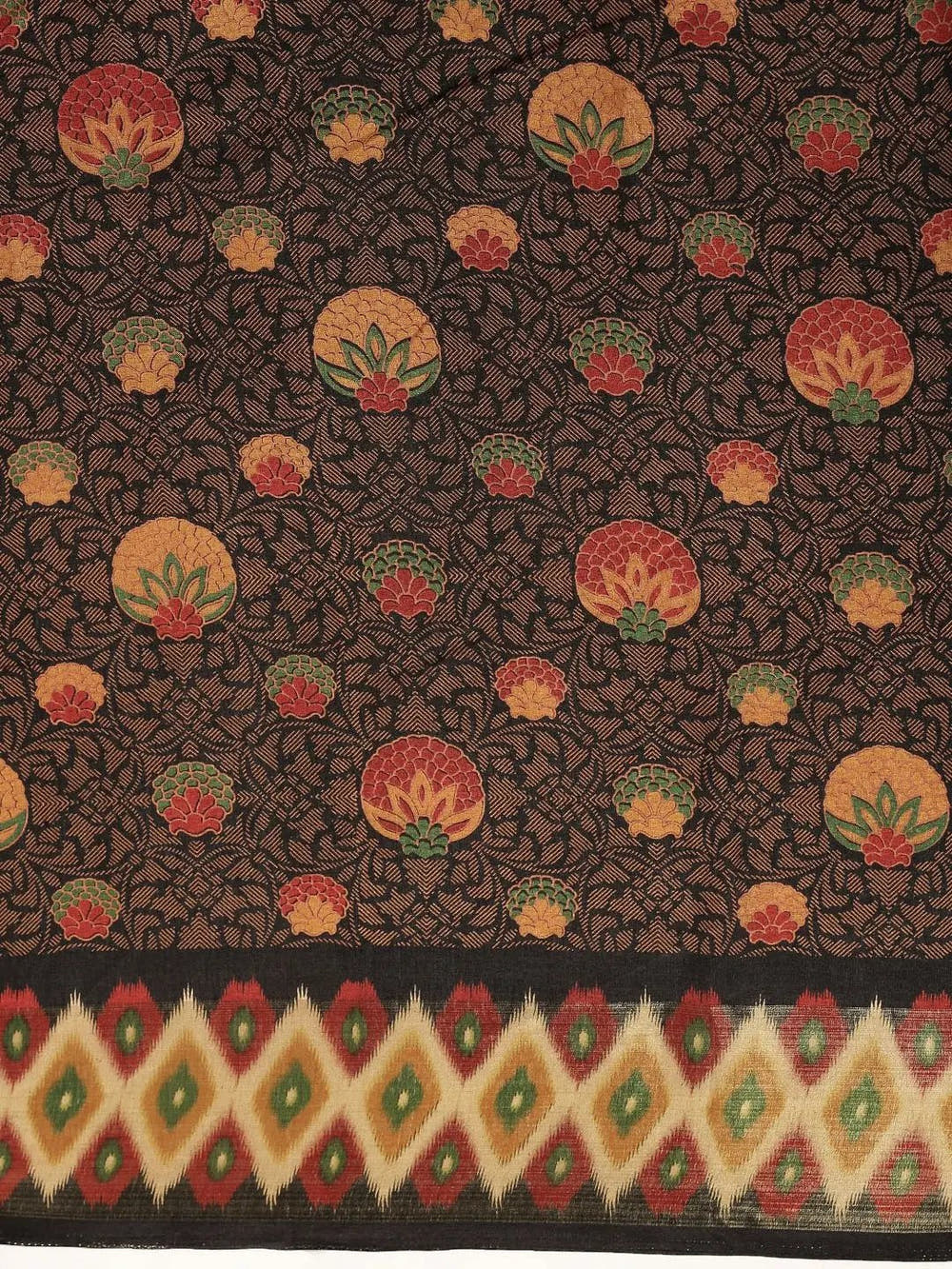 Beautiful Linen Brown Colour Pochampalli Zari Woven Desing Saree