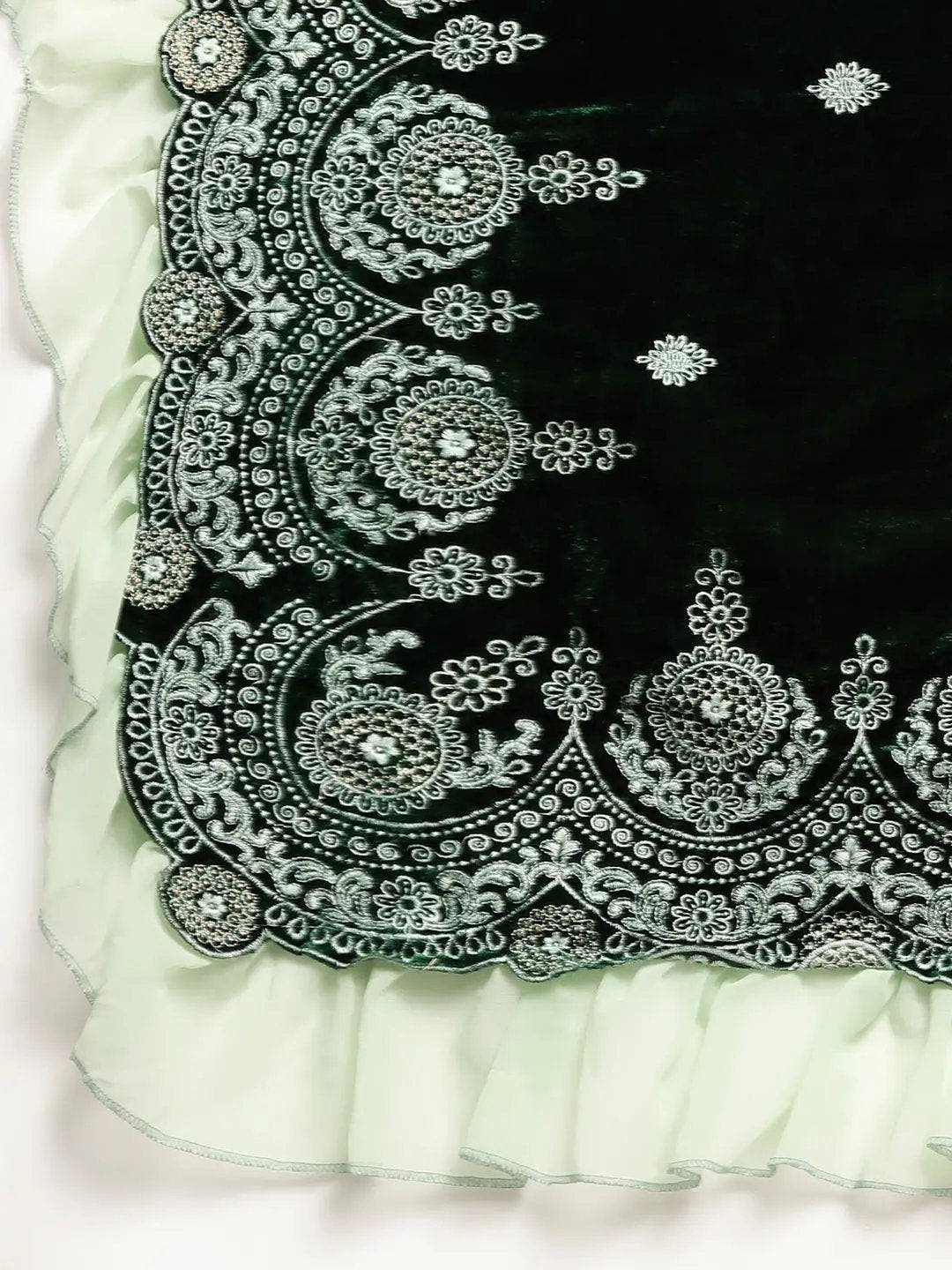 Stylish Embroidered With Ethnic Motifs Velvet Saree