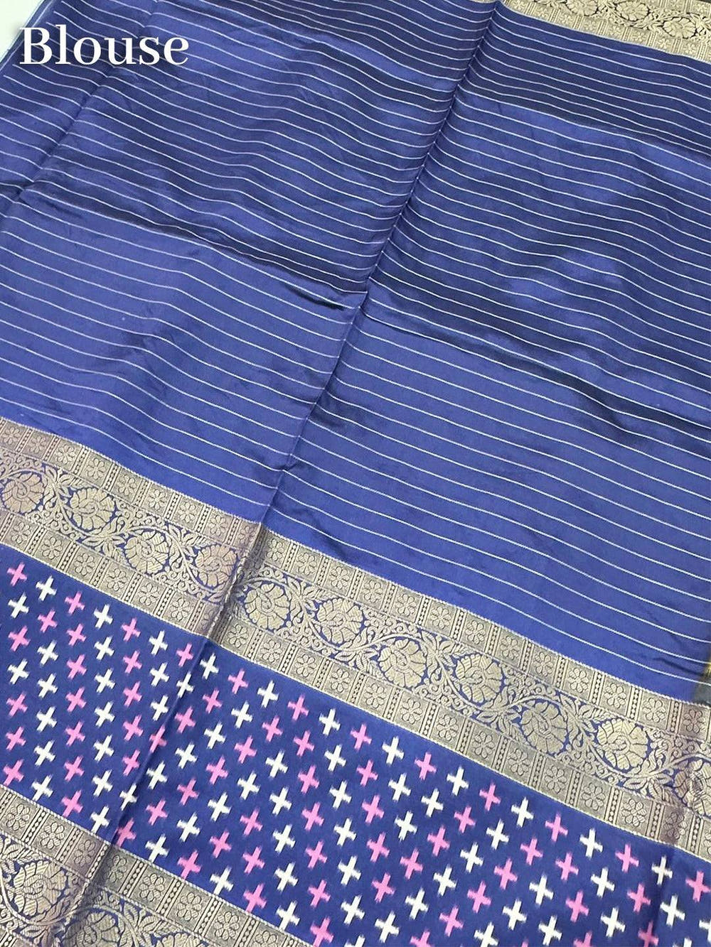 Green Chex Ikkat Saree With Double Border