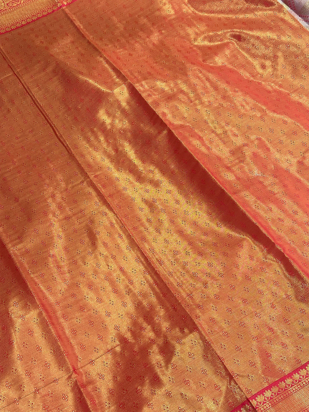 Red Golden Geometrics With Floral Elegance Saree