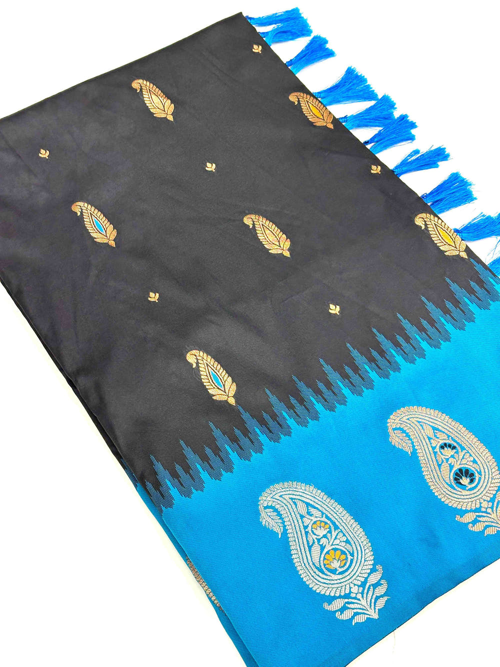 Black Mango Butti Soft Silk Saree