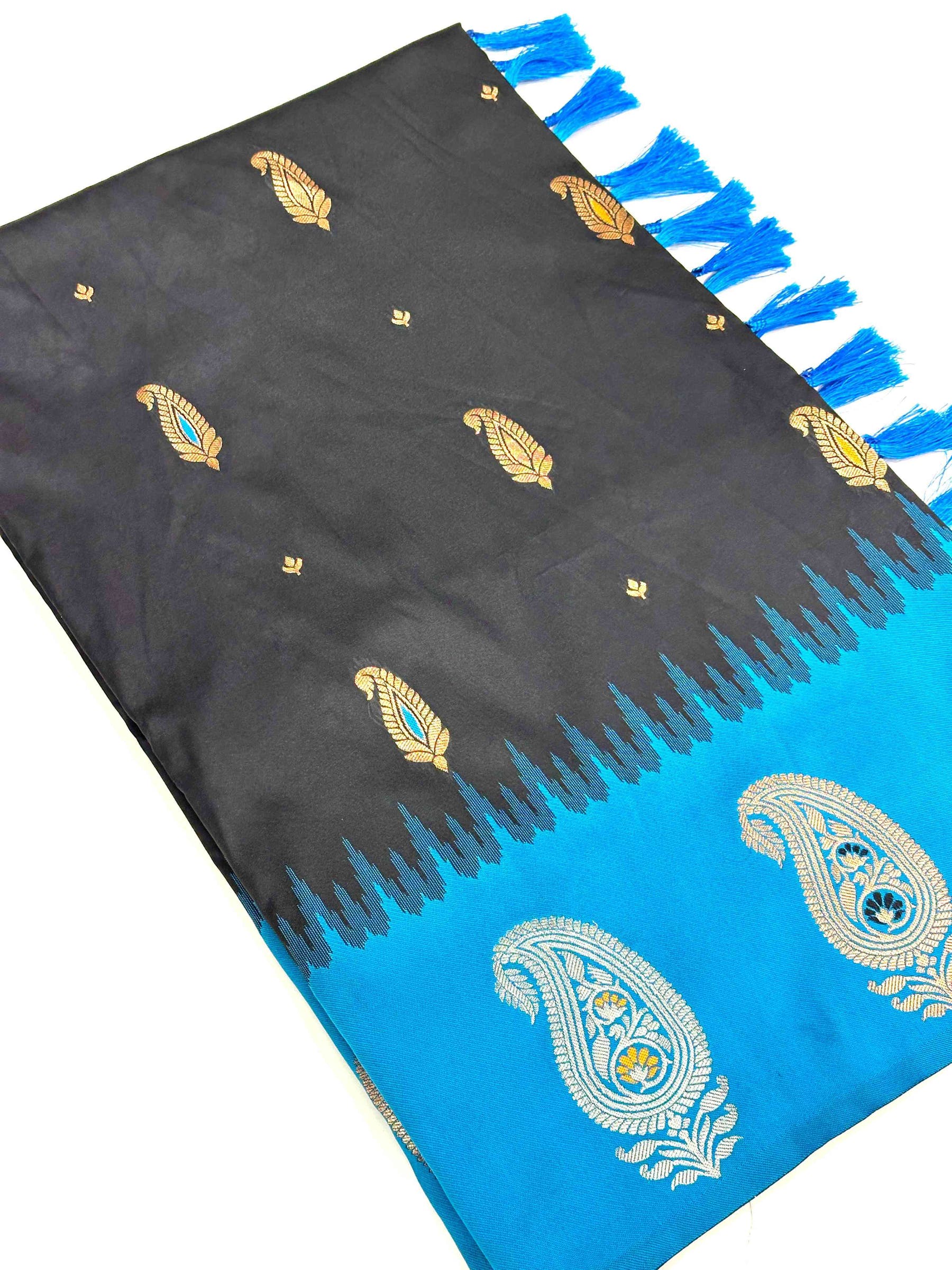 Black Mango Butti Soft Silk Saree