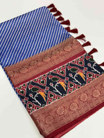 Royal Blue Silk Blend Lehriya Saree