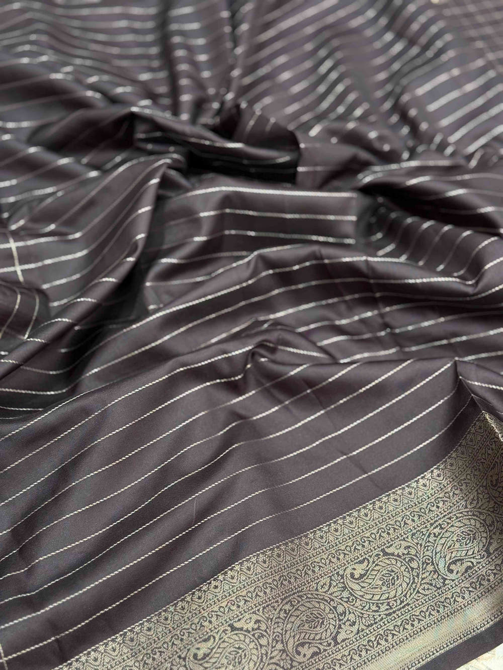 Artisanal Brown Silk Blend Kalamkari Saree