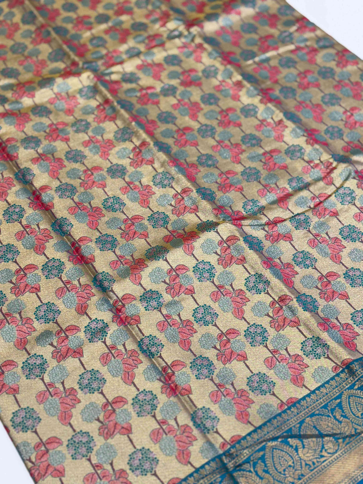 Serene Rama Floral Dharmavaram Silk Saree