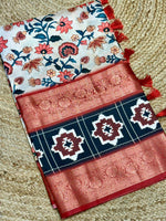 Artistic Cream Kalamkari Silk Saree