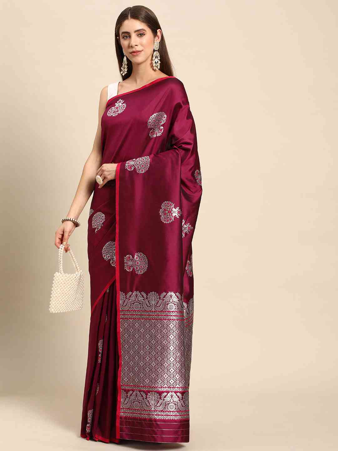 Banarasi Zari Silk Saree With Ethnic Motifs