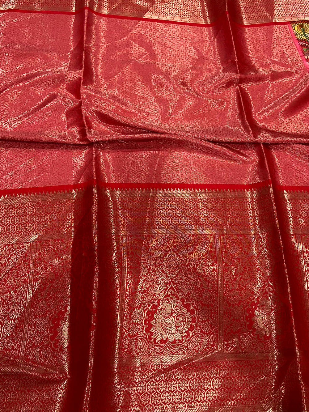 Light Green Kanchi Kalamkari Saree