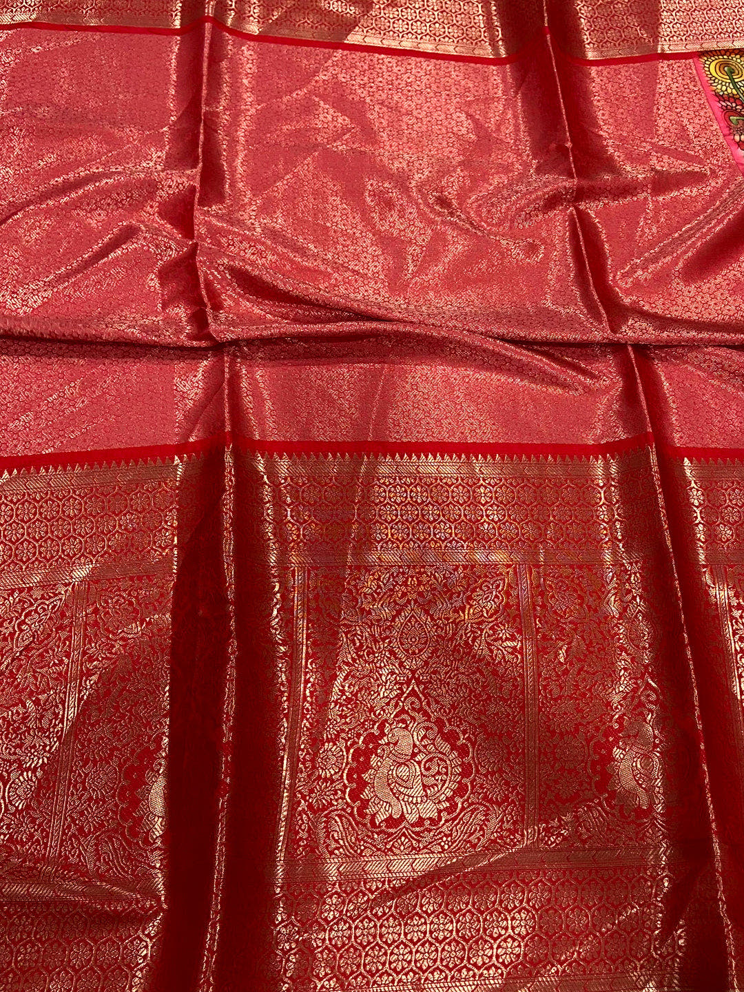 Light Green Kanchi Kalamkari Saree