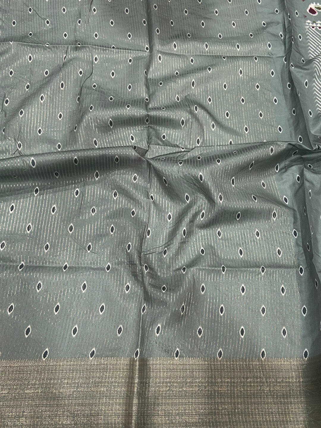 Light Blue Zig Zag Kalamkari Kanchi Silk Saree