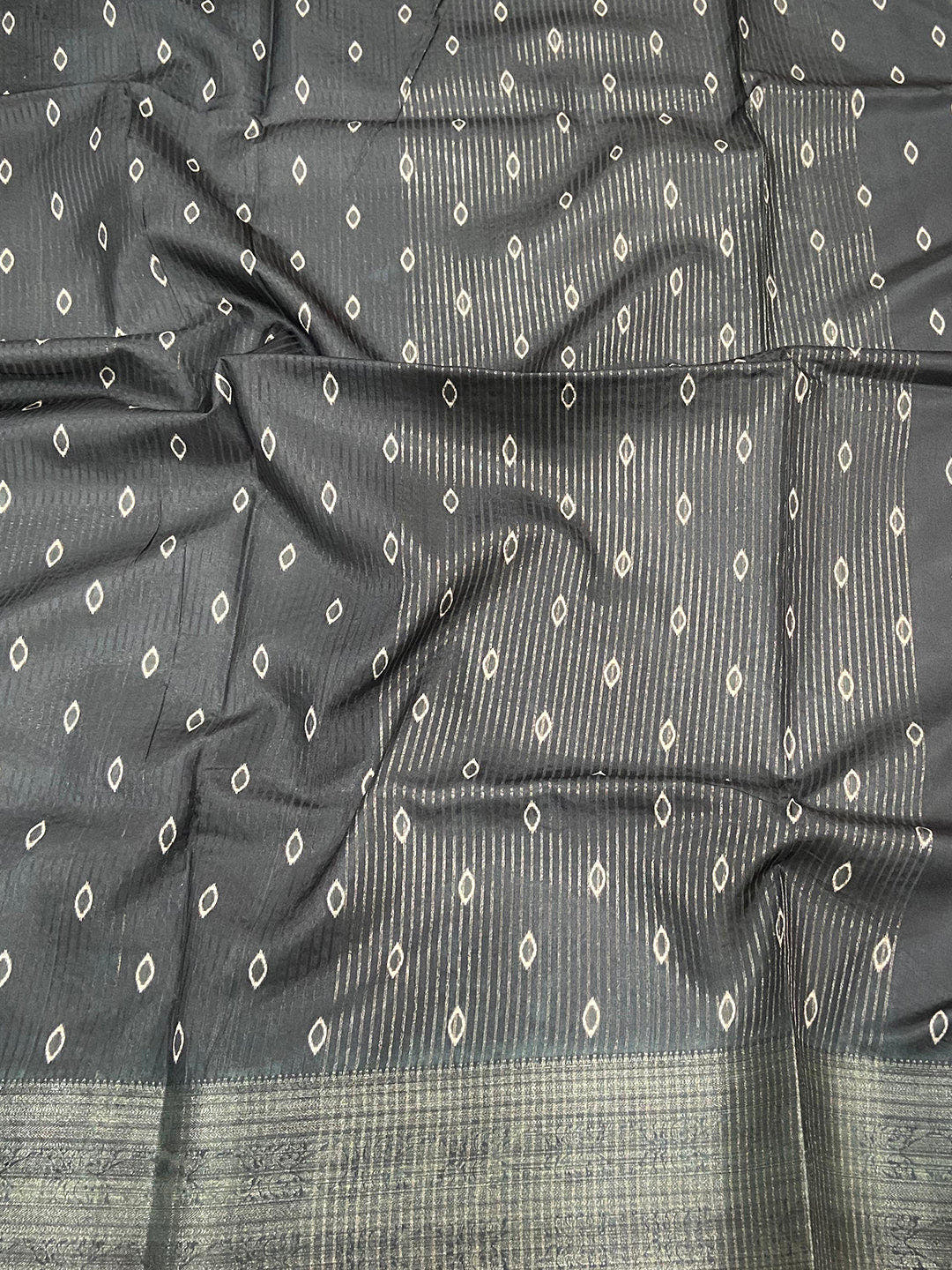 Grey Zig Zag Kalamkari Kanchi Silk Saree
