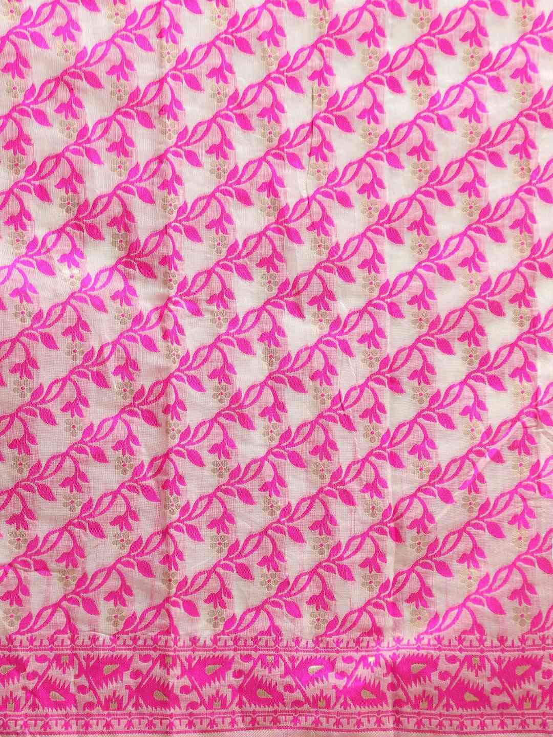 Jamdani Rani Colour Woven Design Silk Cotton Saree