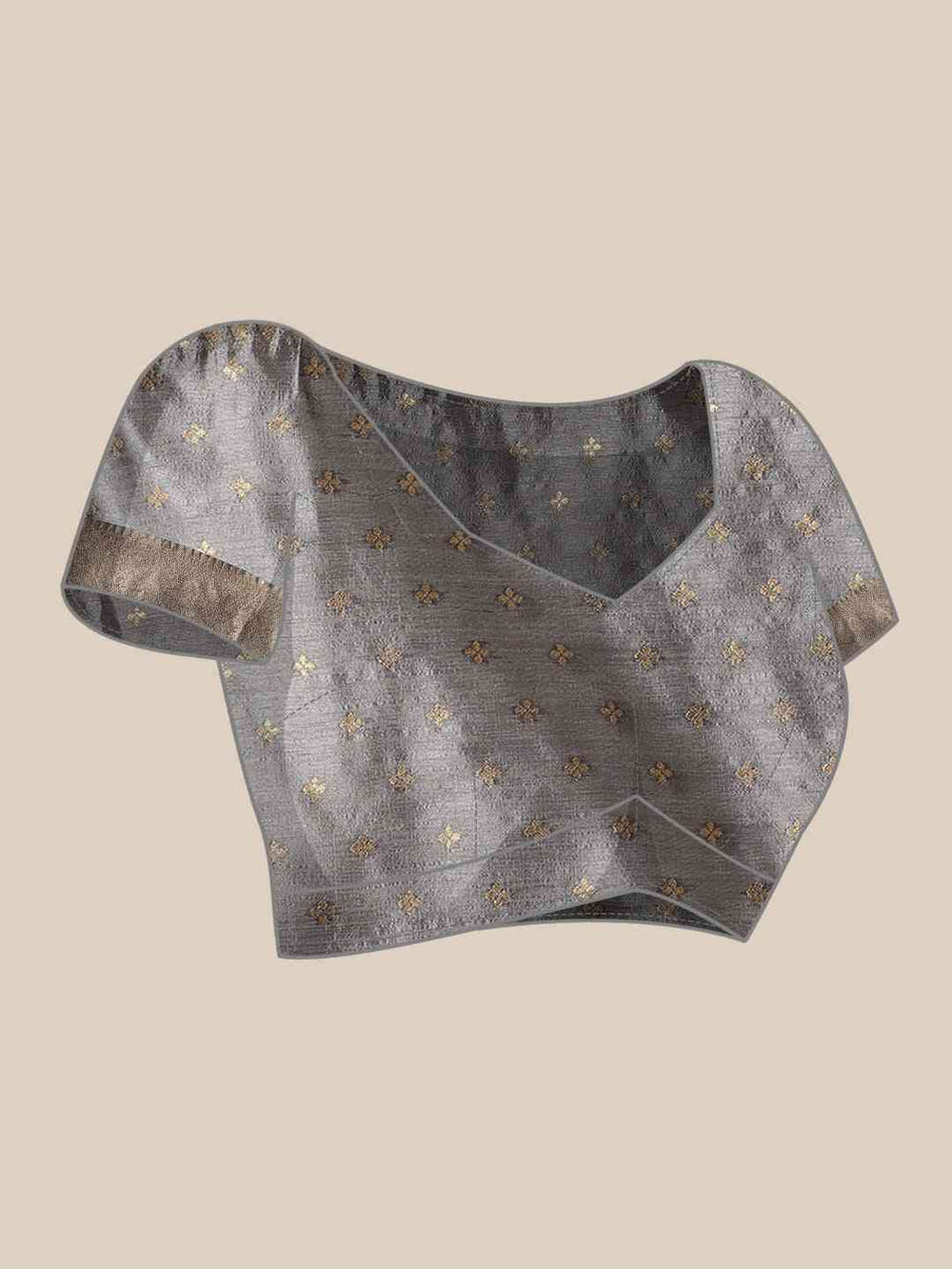 Banarasi Grey Colour Woven Design Saree With Zari Border