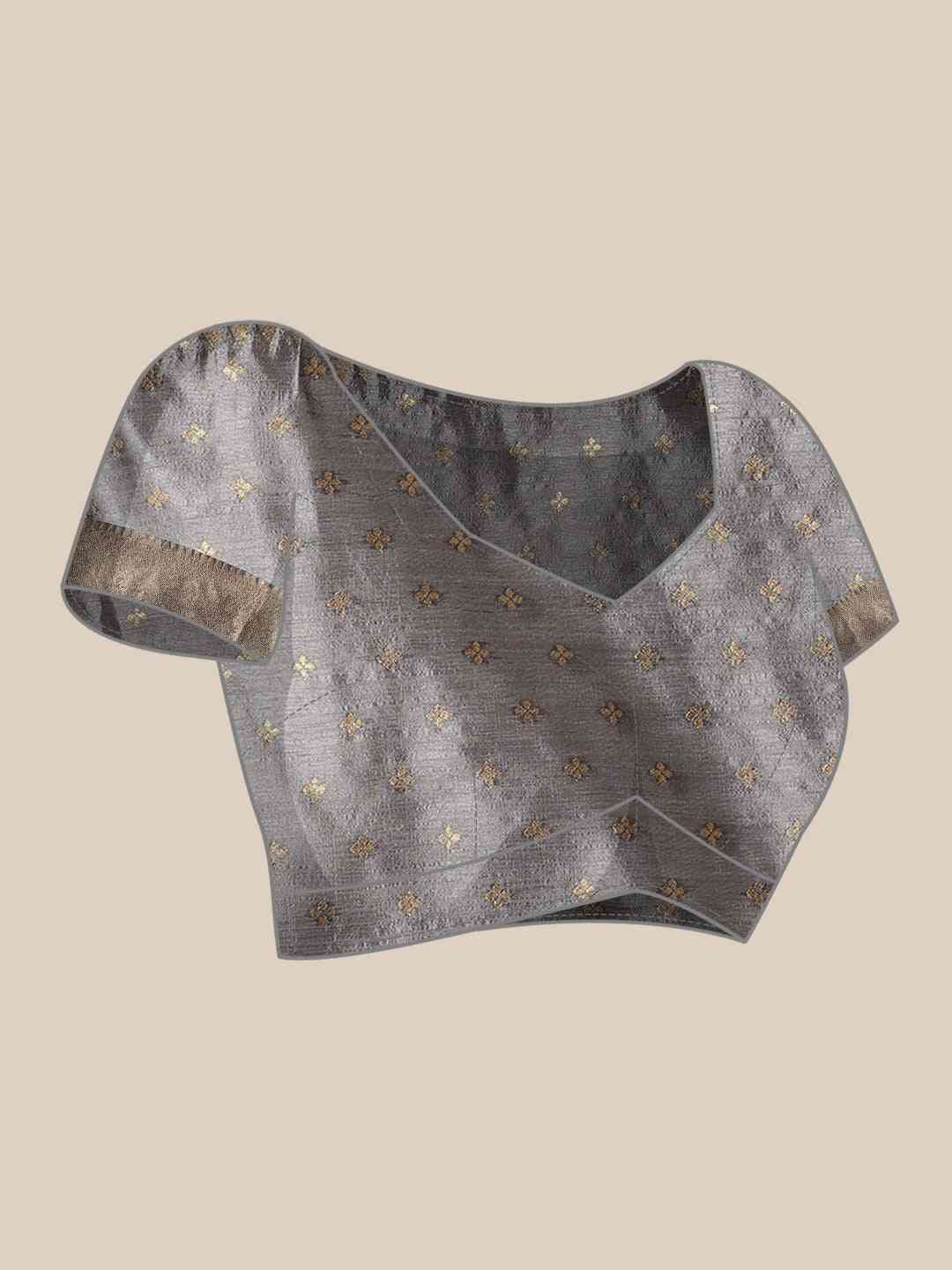 Banarasi Grey Colour Woven Design Saree With Zari Border