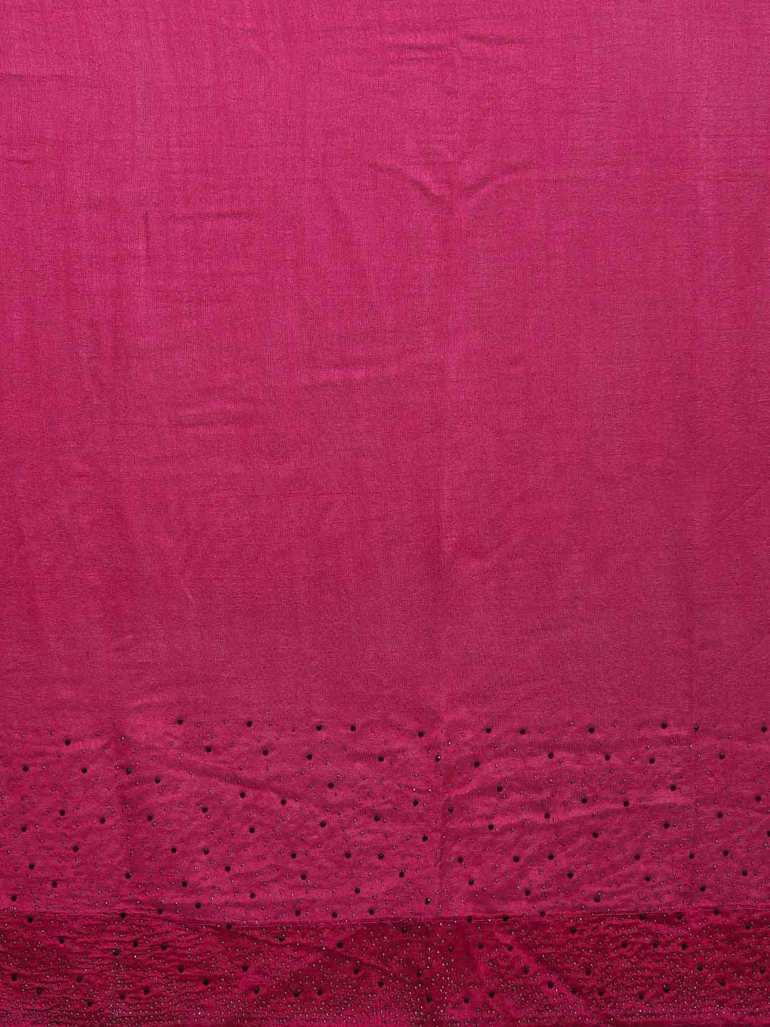 Stylish Poly Silk Wine Colour Stones Work Saree
