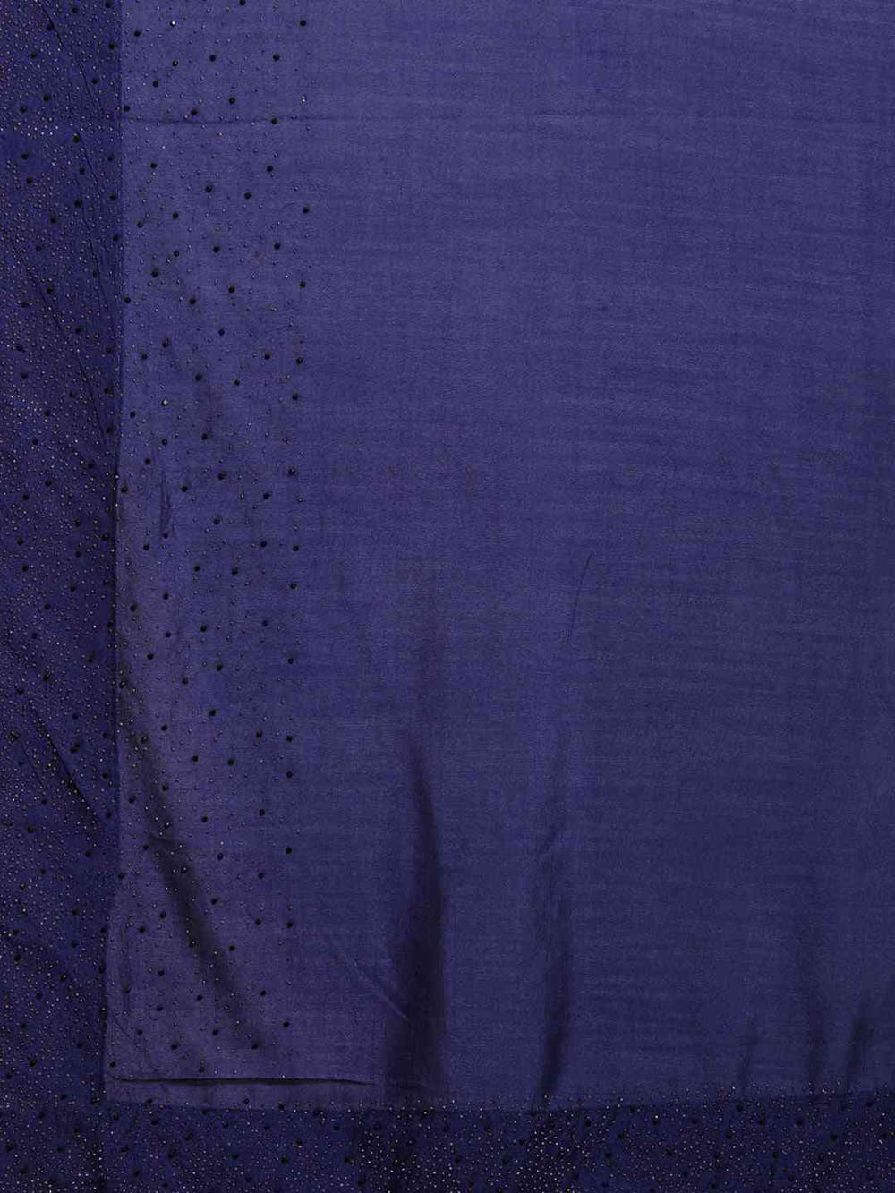 Stylish Navy Colour Solid Print With Stones Work Saree