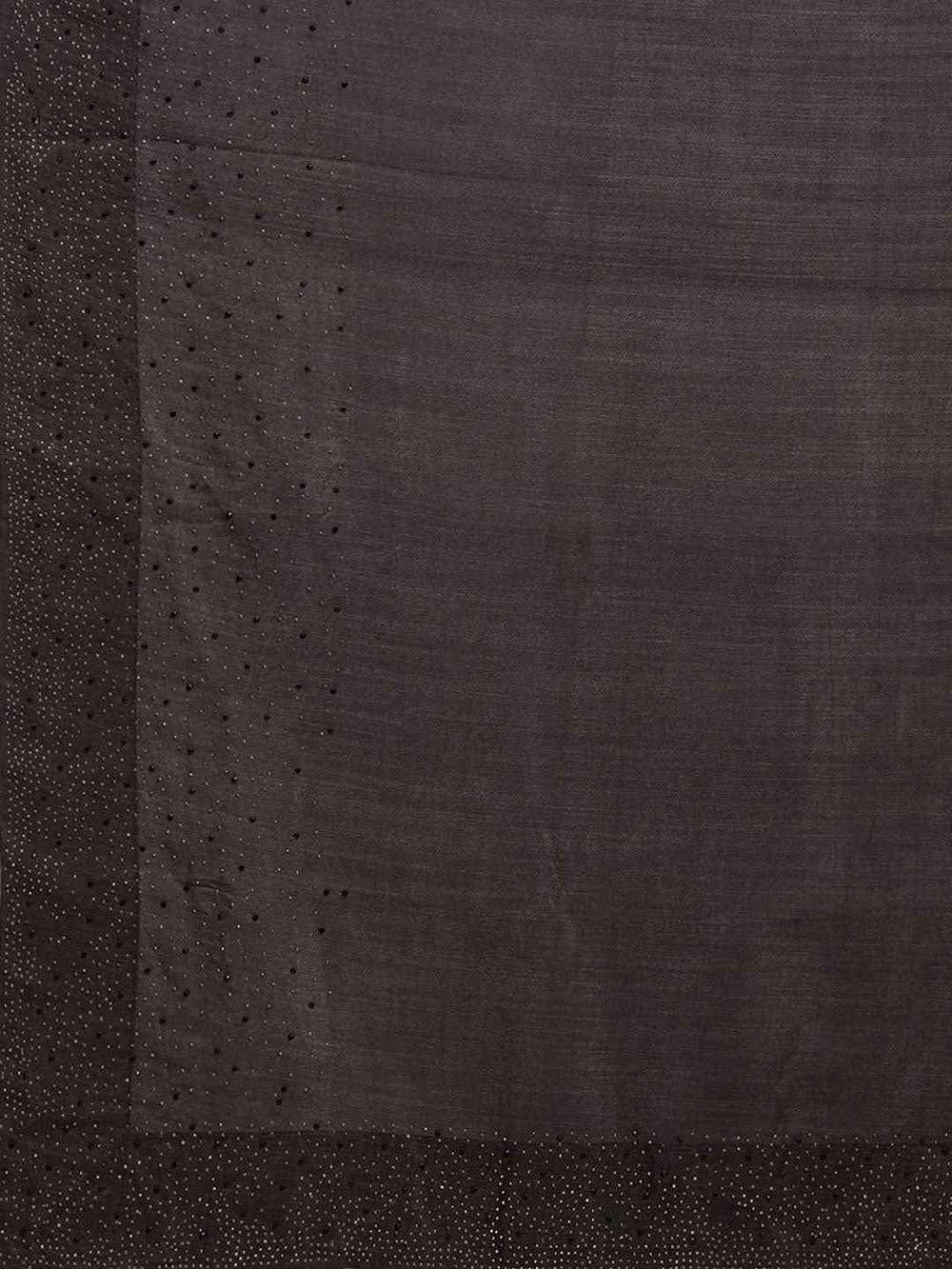 Stylish Black Colour Solid Print With Stones Work Saree