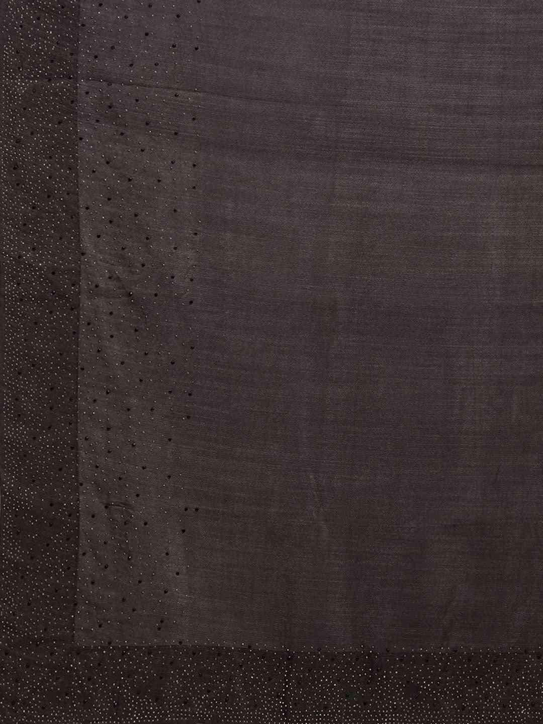 Stylish Black Colour Solid Print With Stones Work Saree