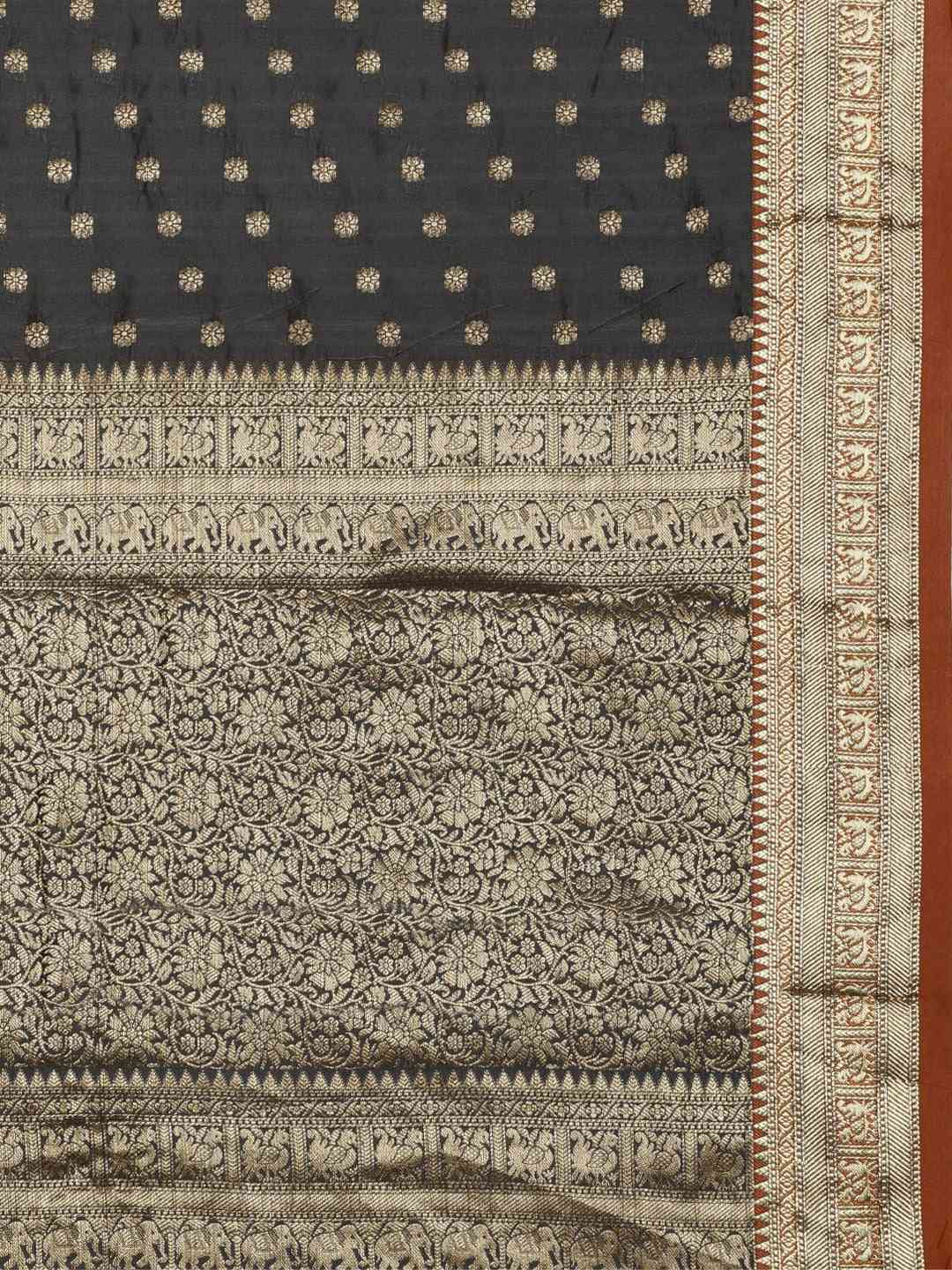 Stylish Banarasi Grey Colour Woven Design Silk Saree