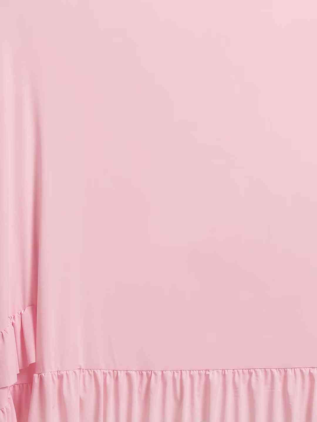 Stylish Viscose Rayon Pink Colour Solid Saree With Ruffel Border
