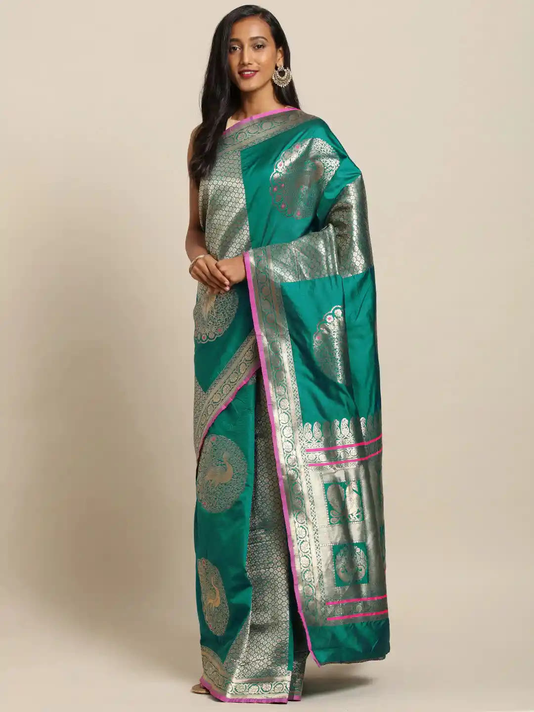 Banarasi Rama Colour Silk Woven Design Saree
