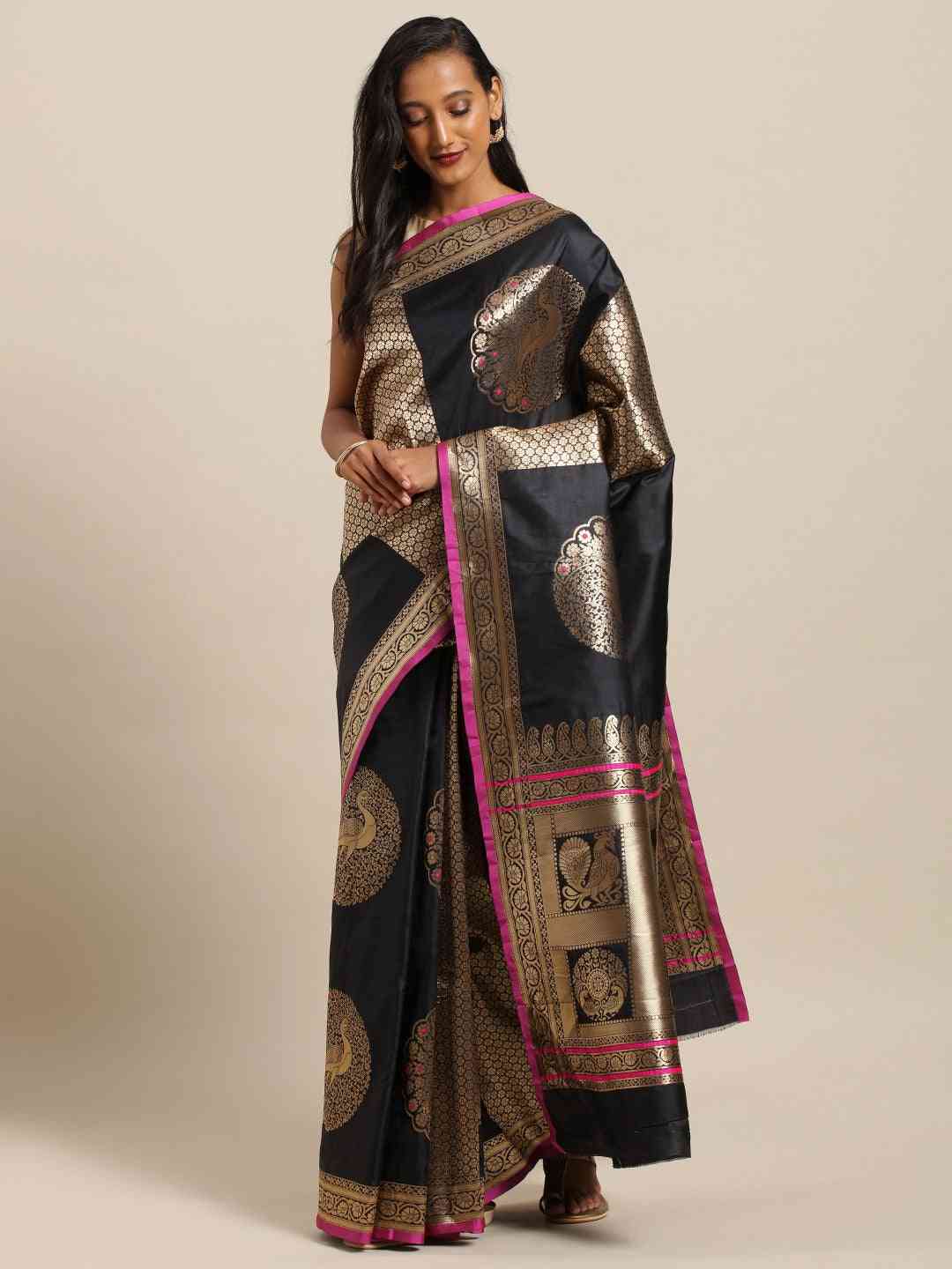 Banarasi Black Colour Silk Woven Design Saree