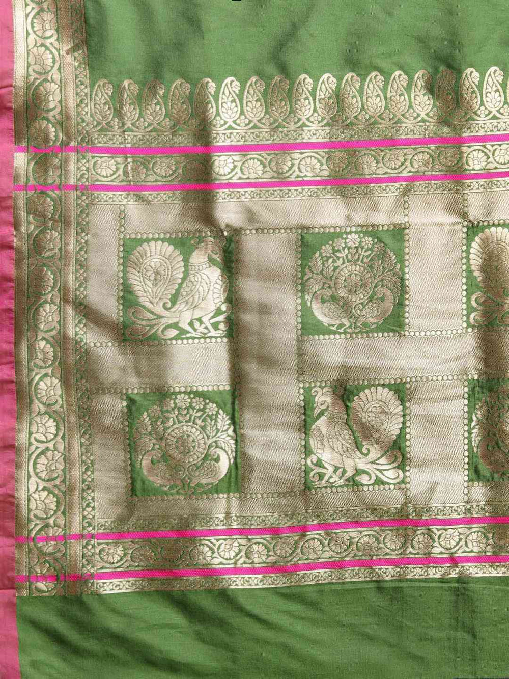 Kanjivaram Bottle Green Colour Silk Blend Woven Design Saree