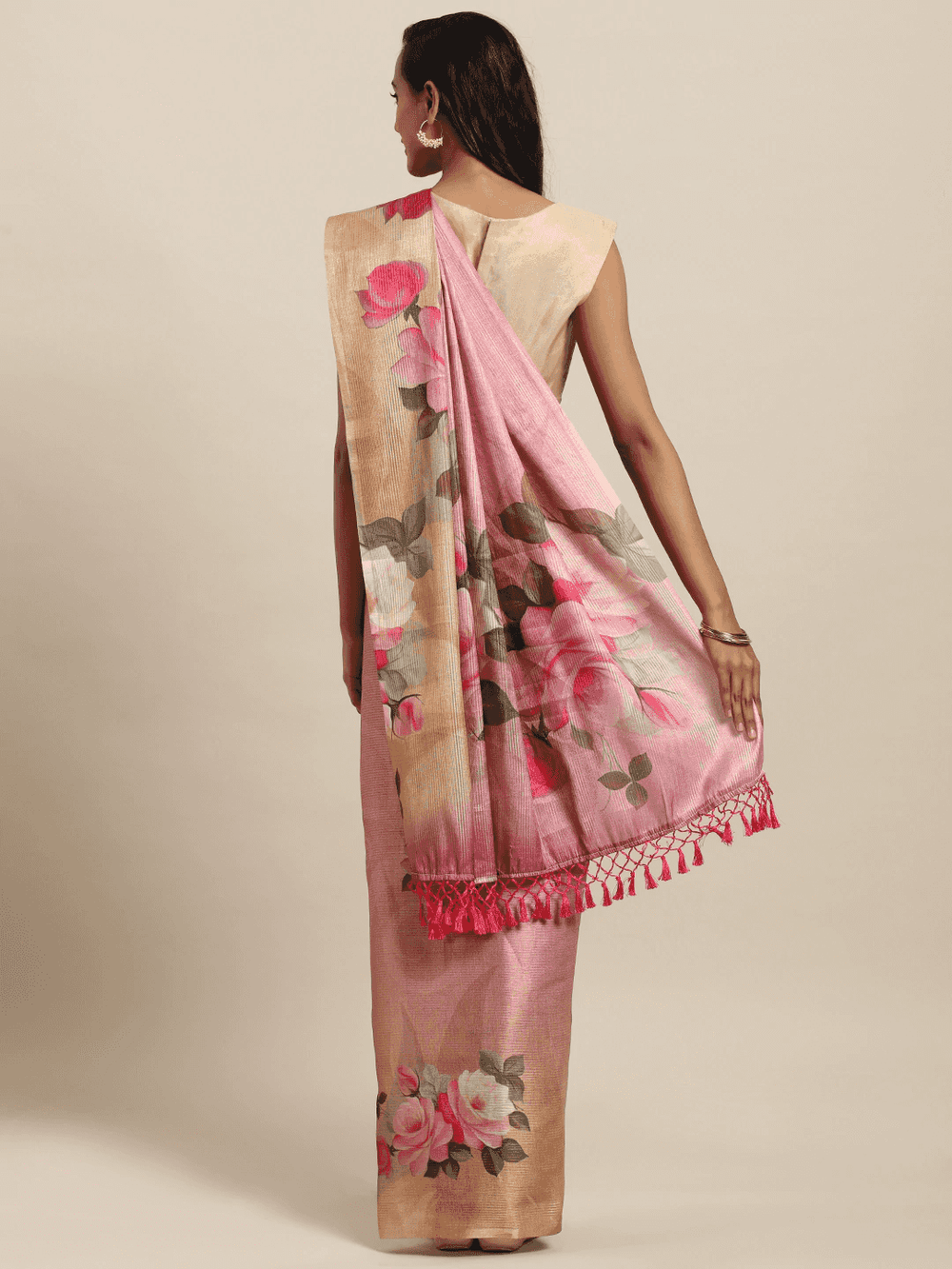 Maheshwari Muvel Floral Printed Saree With Zari Border