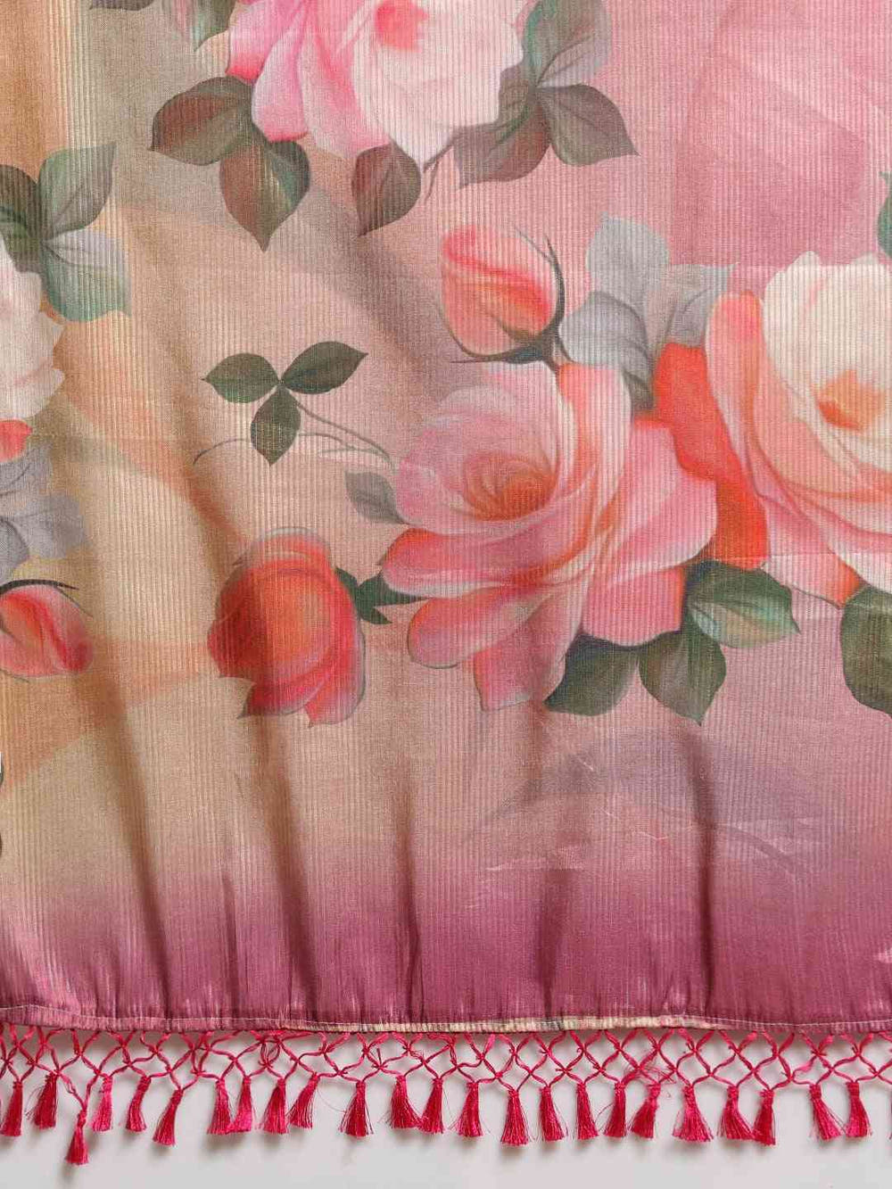 Maheshwari Muvel Floral Printed Saree With Zari Border