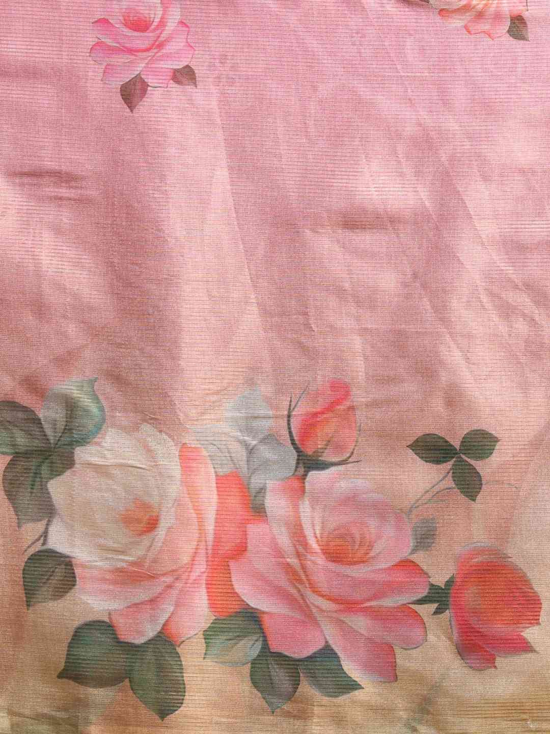 Maheshwari Muvel Floral Printed Saree With Zari Border