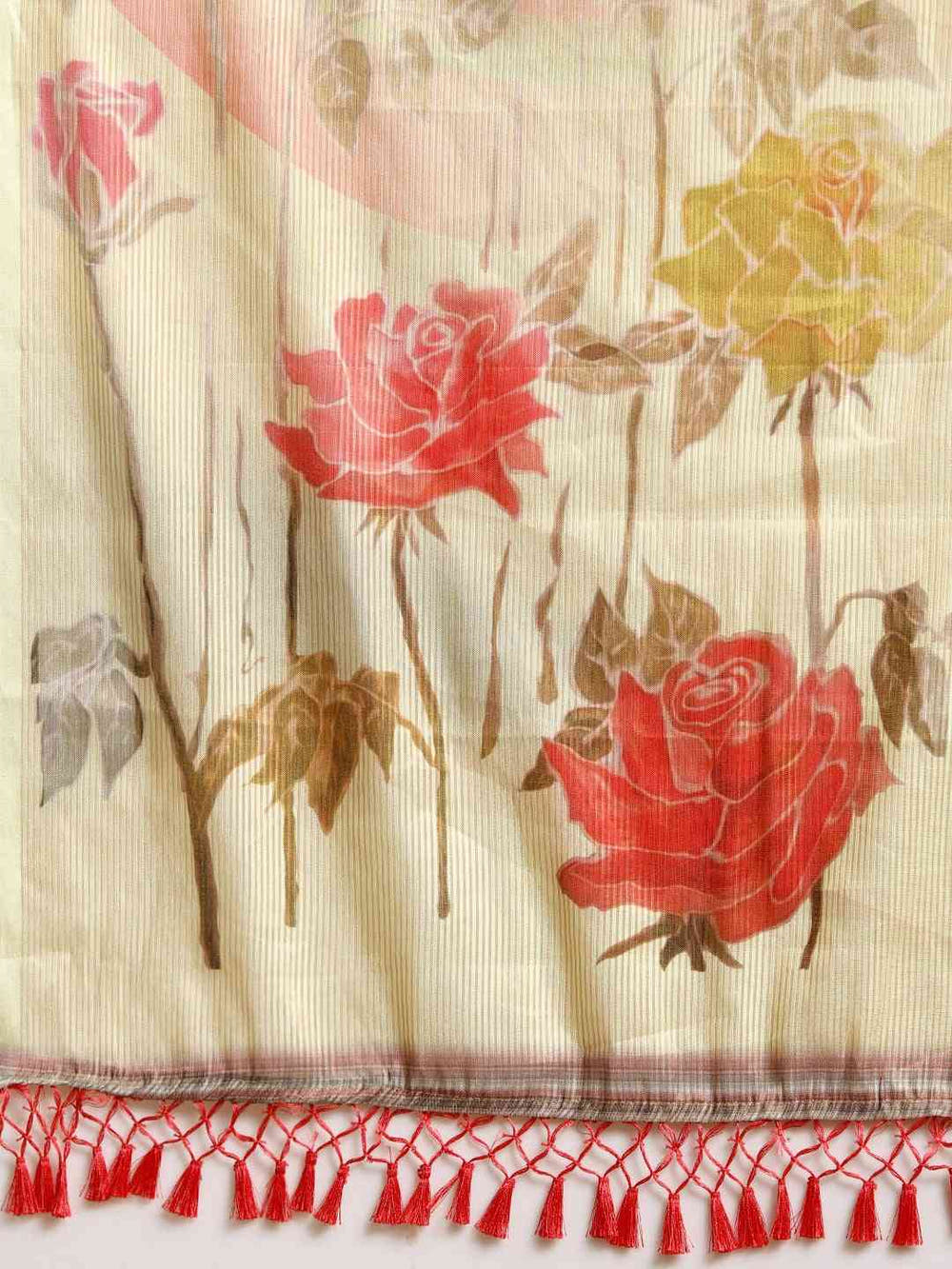 Maheshwari Yellow Colour Floral Printed Saree With Zari Border