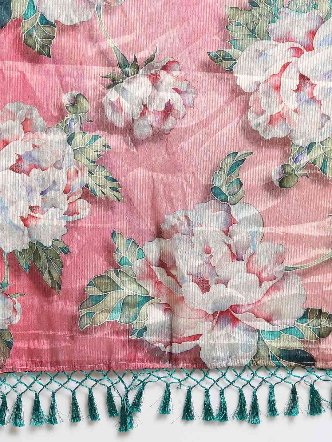Maheshwari Floral Printed Saree With Zari Border