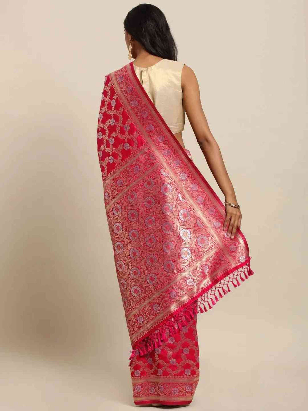 Pink Colour Pure Banarasi Silk Zari Woven Design Saree